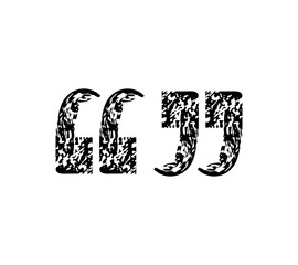 inverted comma, text frame