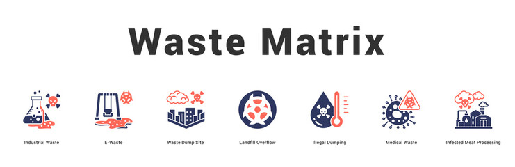Waste Matrix Modern and clean web banner illustration featuring thematic icons for visual communication