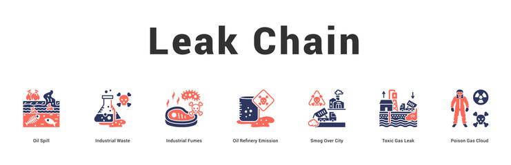 Leak Chain Modern and clean web banner illustration featuring thematic icons for visual communication