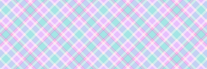 Argyle gingham plaid pattern in bright pastel hues: lilac, turquoise, and pale blue. Ideal for cheerful, fun, feminine, and ethereal designs, kids' apparel, scrapbooking, or digital backgrounds.
