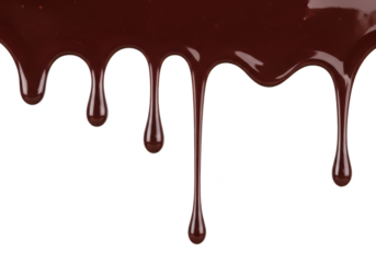 Rich brown chocolate sauce dripping liquid background. sweet dessert syrup stream. isolated on transparent background