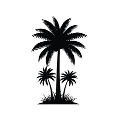 Palm trees tropical black silhouette illustration