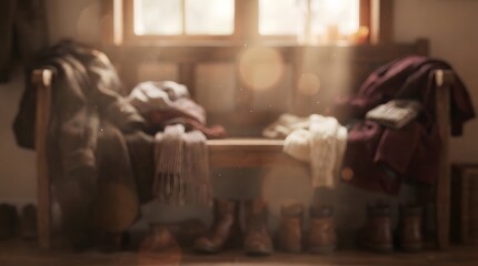Cozy Entryway with Bench and Boots