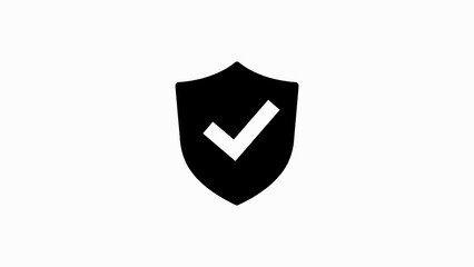 Black Shield with White Checkmark Symbol on White Background image 