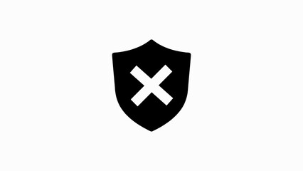 Black Shield with White Cross Symbol on White Background image photo