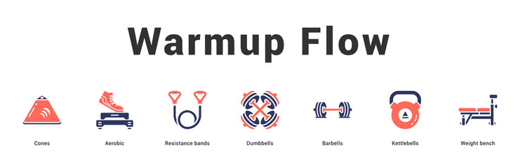Warmup Flow Modern and clean web banner illustration featuring thematic icons for visual communication