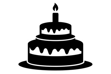 Birthday cake silhouette vector, birthday cake icon black symbol

