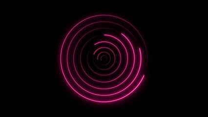 Pink Neon Concentric Circles on Black Background rings
