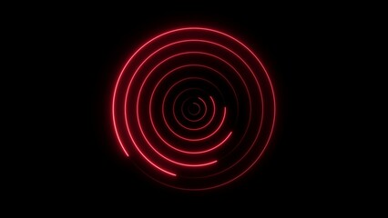 Red Neon Concentric Circles Pulsating on Black Background light