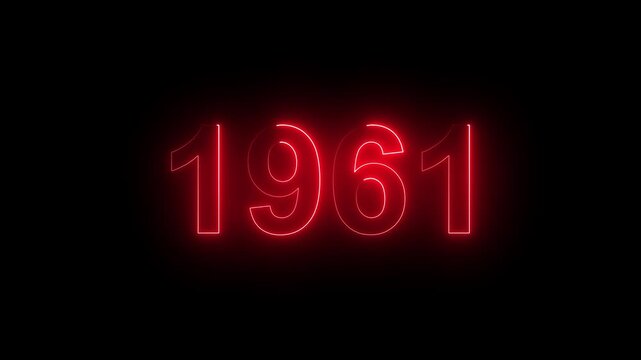 1961 Glowing Neon Line Text Animation, Powerful Abstract Neon Number Design in Stunning 4K Highlighting the Iconic and Important Year important date 1961.