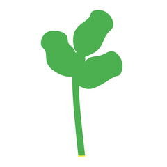 Simple green plant sprout with three leaves and yellow base