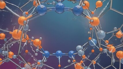 Futuristic animation of a complex molecular lattice structure. - Powered by Adobe