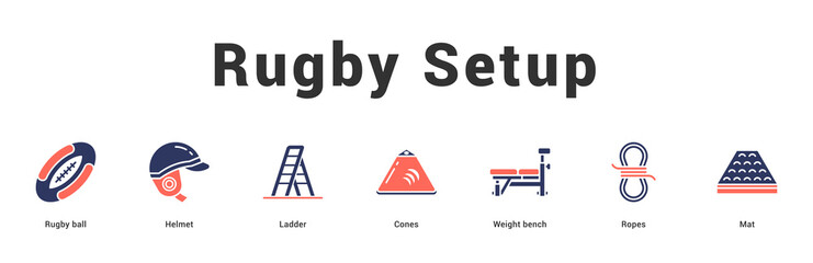 Rugby Setup Modern and clean web banner illustration featuring thematic icons for visual communication