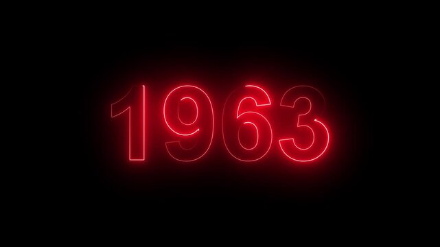 1963Glowing Neon Line Text Animation, Powerful Abstract Neon Number Design in Stunning 4K Highlighting the Iconic and Important Year important date 1963.