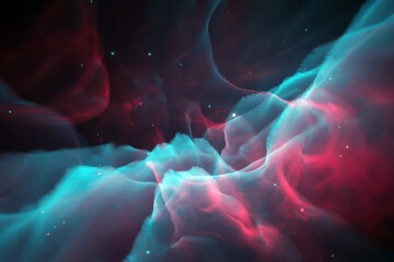 Ethereal space nebula with glowing cyan and magenta gas clouds