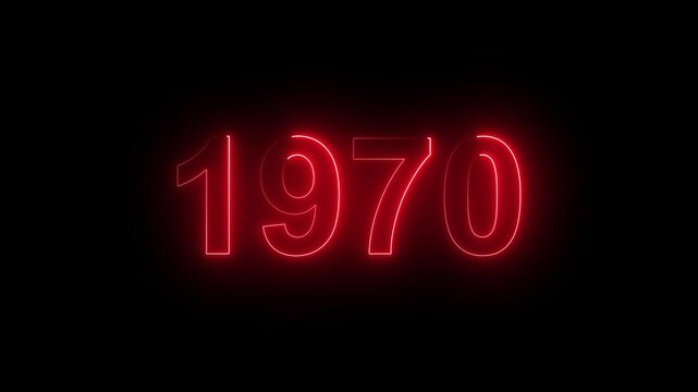 1970 Glowing Neon Line Text Animation, Powerful Abstract Neon Number Design in Stunning 4K Highlighting the Iconic and Important Year important date 1970.