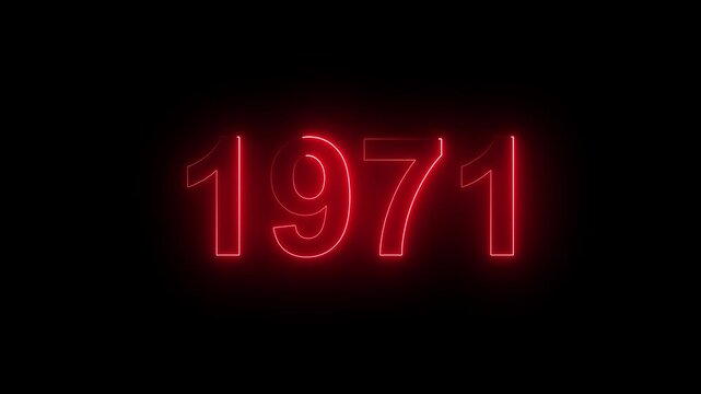 1971 Glowing Neon Line Text Animation, Powerful Abstract Neon Number Design in Stunning 4K Highlighting the Iconic and Important Year important date 1971.