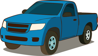 Vector illustration of a blue pickup truck.