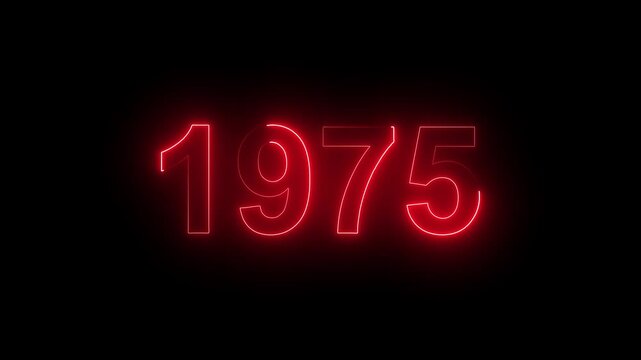 1975 Glowing Neon Line Text Animation, Powerful Abstract Neon Number Design in Stunning 4K Highlighting the Iconic and Important Year important date 1975.
