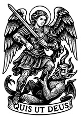Saint michael the archangel defeating the devil