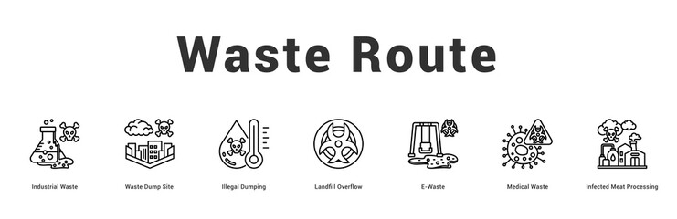 Waste Route Modern and clean web banner illustration featuring thematic icons for visual communication
