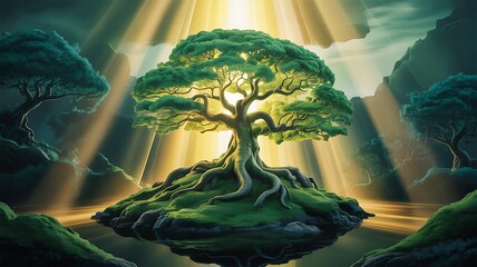 Majestic Tree of Life Bathed in Golden Light
