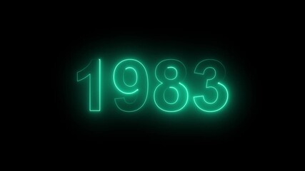 1983 Glowing Neon Line Text Animation, Powerful Abstract Neon Number Design in Stunning 4K Highlighting the Iconic and Important Year important date 1983.