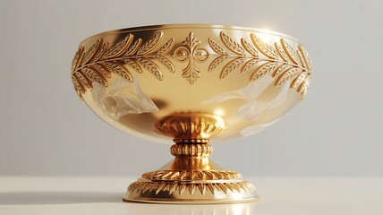 Ornate Golden Chalice with Laurel Wreath Design