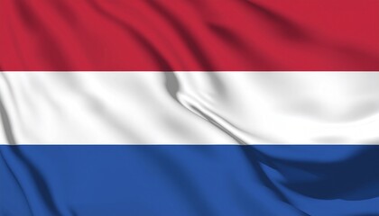 Fototapeta premium Realistic Dutch Flag Waving in the Wind with Detailed Texture and Vibrant Colors
