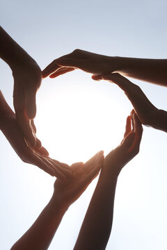 Multiple Hands Forming Heart Shape - Unity and Collaboration