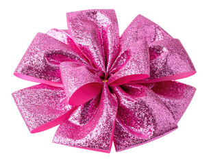 Sparkling pink fabric bow, layered and detailed