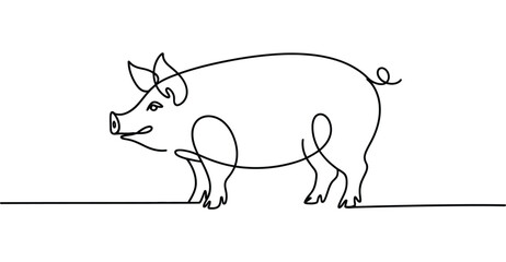  Minimalist pig line drawing – elegant continuous line art capturing farm animal form with simplicity and charm