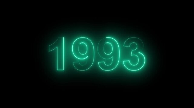 1993 Glowing Neon Line Text Animation, Powerful Abstract Neon Number Design in Stunning 4K Highlighting the Iconic and Important Year important date 1993.