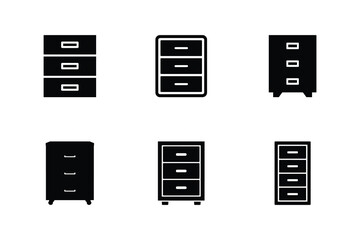 Minimal drawer cabinet set silhouette for furniture and storage designs