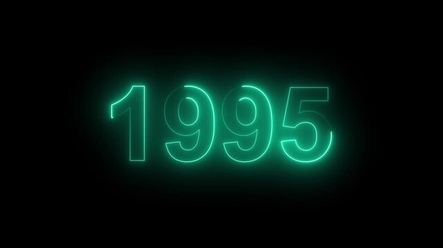 1995 Glowing Neon Line Text Animation, Powerful Abstract Neon Number Design in Stunning 4K Highlighting the Iconic and Important Year important date 1995.