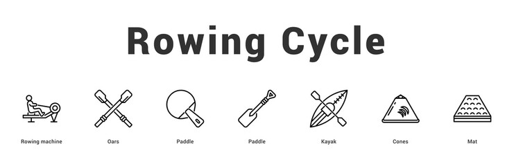 Rowing Cycle Modern and clean web banner illustration featuring thematic icons for visual communication