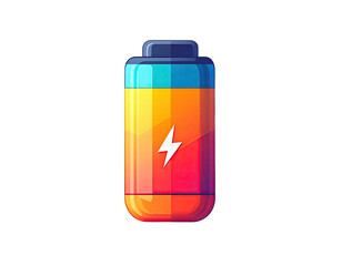 Cartoon battery icon w/ lightning bolt, gradient colors