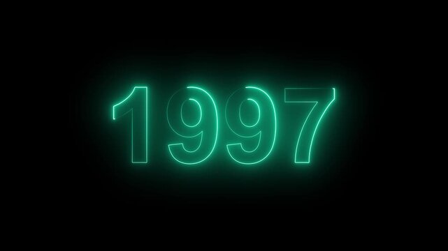 1997 Glowing Neon Line Text Animation, Powerful Abstract Neon Number Design in Stunning 4K Highlighting the Iconic and Important Year important date 1997.
