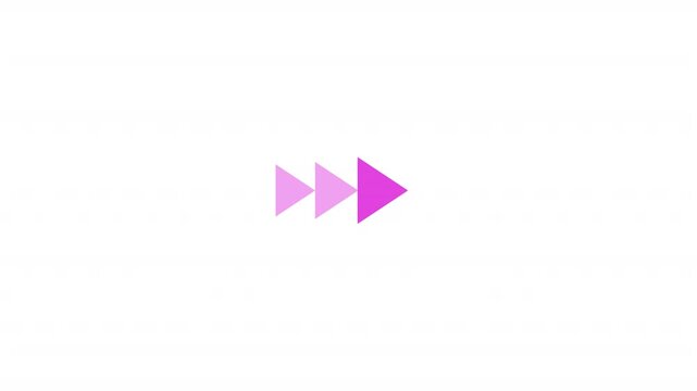 Abstract Fast Forward Sign. Animated Direction Arrows. Black Background, Pink Symbol icon