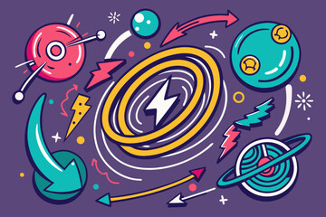 Fototapeta premium motion heavy doodle pack swirling motion arrows 