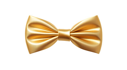 golden satin bow tie isolated on white background