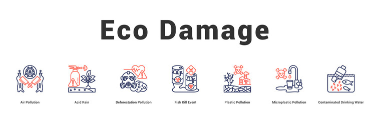 Eco Damage Modern and clean web banner illustration featuring thematic icons for visual communication