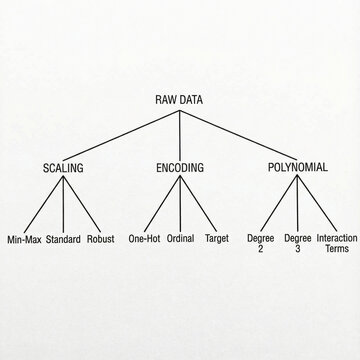 Data processing techniques for scaling, encoding, and polynomial  