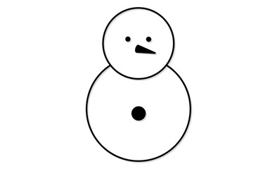雪だるまの白黒イラストアイコン素材