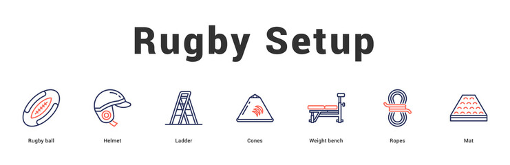 Rugby Setup Modern and clean web banner illustration featuring thematic icons for visual communication