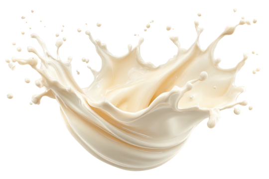 Creamy liquid splashing upwards, creating a dynamic swirl