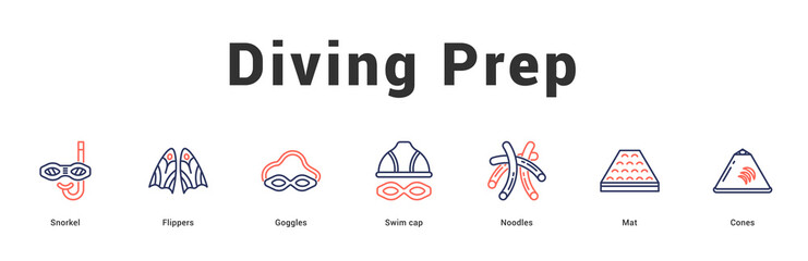 Diving Prep Modern and clean web banner illustration featuring thematic icons for visual communication