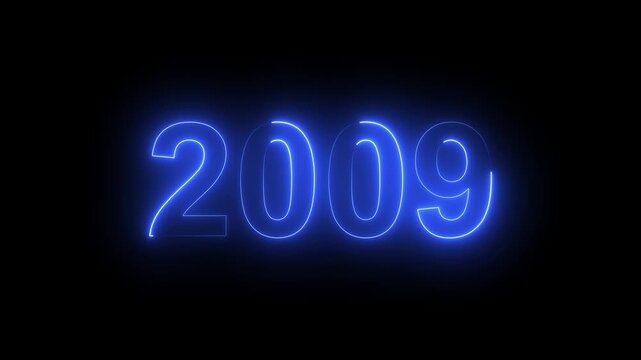 2009 Glowing Neon Line Text Animation, Powerful Abstract Neon Number Design in Stunning 4K Highlighting the Iconic and Important Year important date 2009.