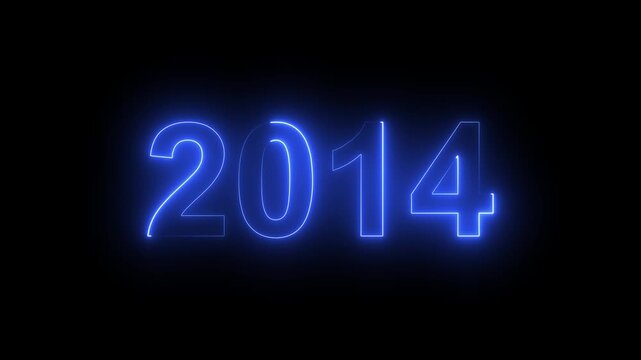 2014 Glowing Neon Line Text Animation, Powerful Abstract Neon Number Design in Stunning 4K Highlighting the Iconic and Important Year important date 2014.