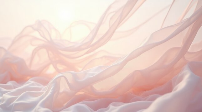 Soft flowing sheer fabric with delicate pastel colors and gentle light